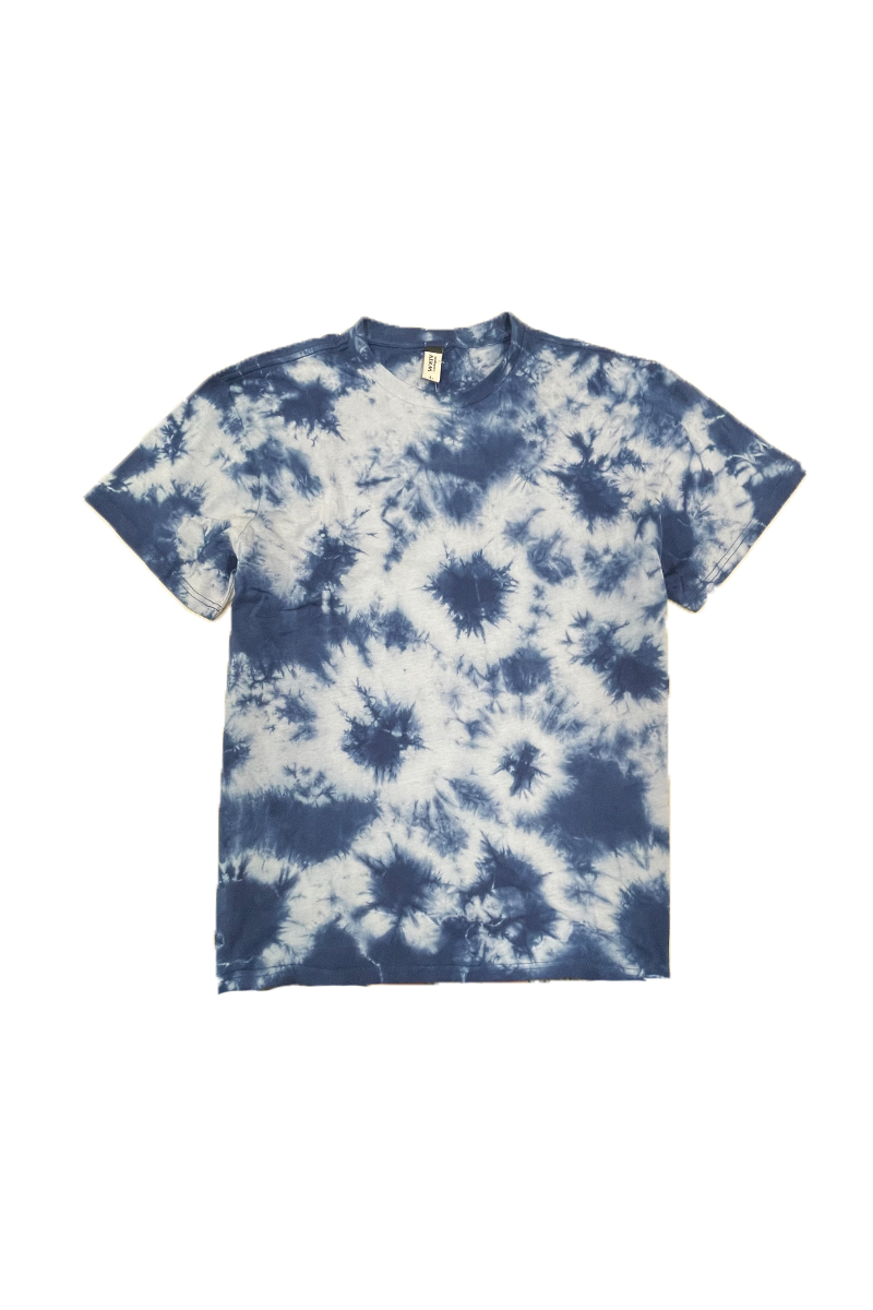 A vibrant Splotch Tye Dye T-shirt made of 100% cotton, featuring a round neck and straight hem.