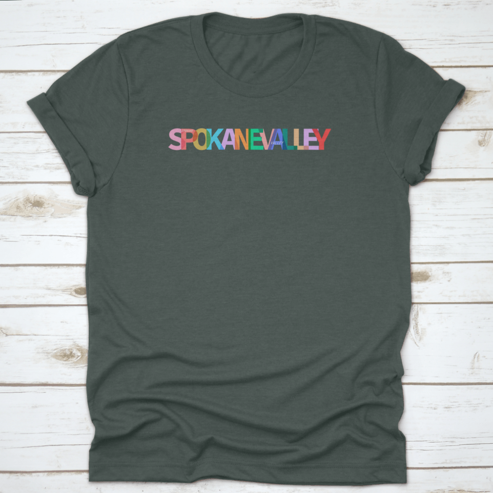 Spokane Valley T-shirt displayed on a white background, showcasing its classic fit and soft cotton fabric.