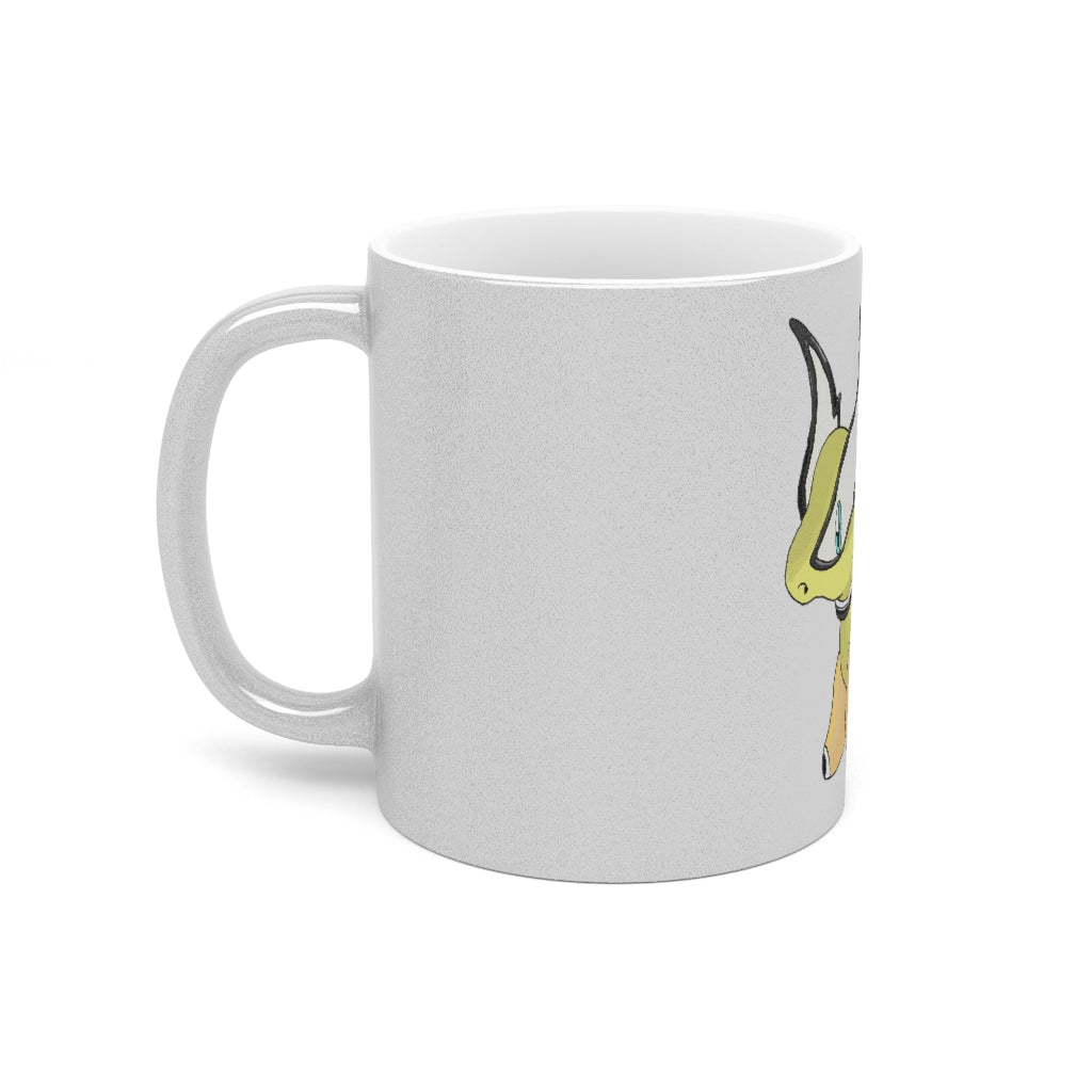 Spore Metallic Mug in Silver and Gold finishes, showcasing personalized designs and a comfortable C-handle.