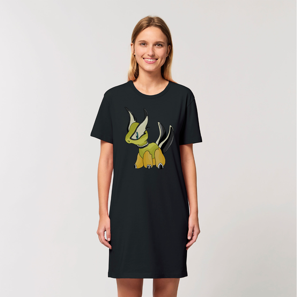 Spore Organic T-Shirt Dress made from 100% organic cotton, showcasing its soft texture and stylish design.