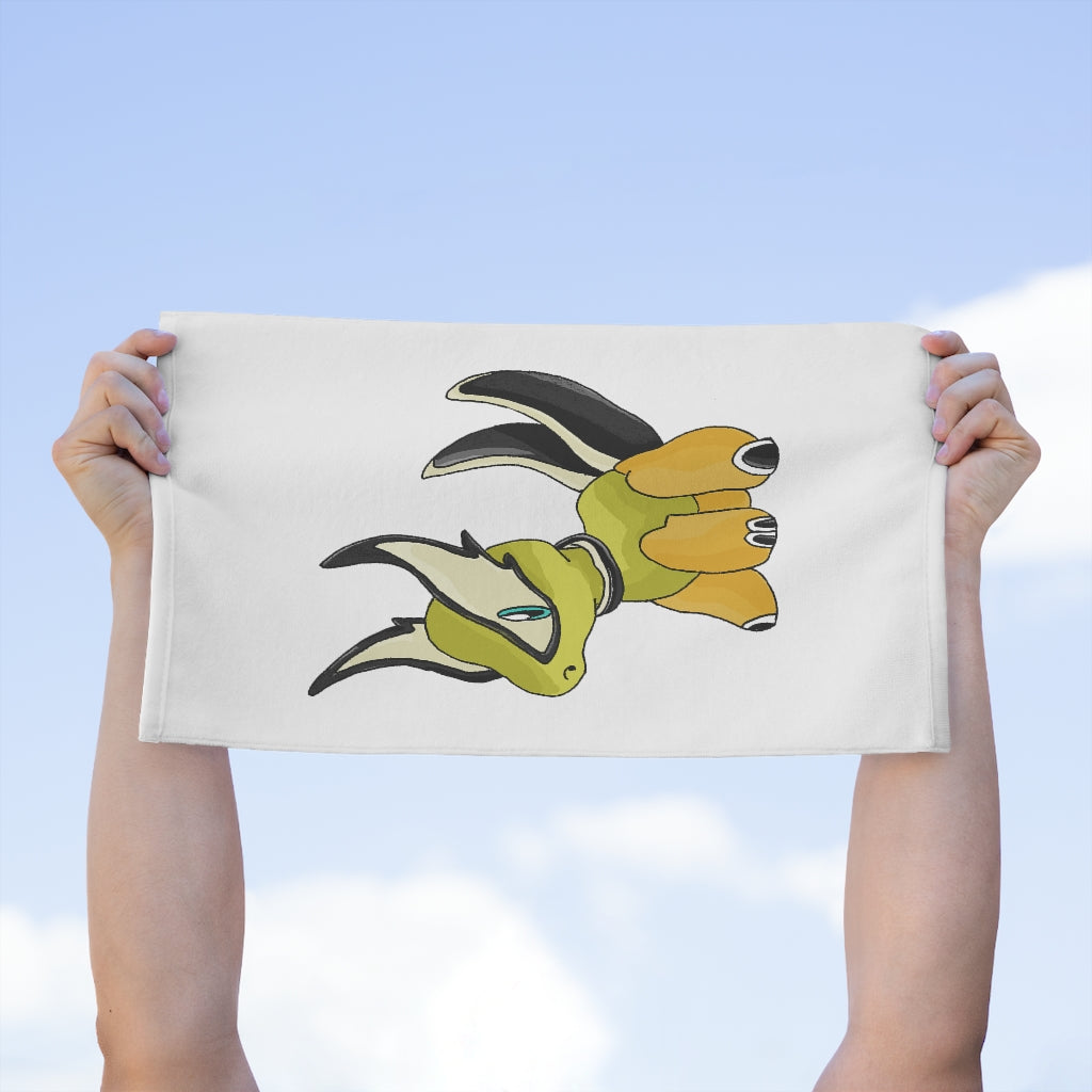 Spore Rally Towel measuring 11x18 inches, featuring a soft cotton backing and printed mink polyester front, ideal for sports and events.