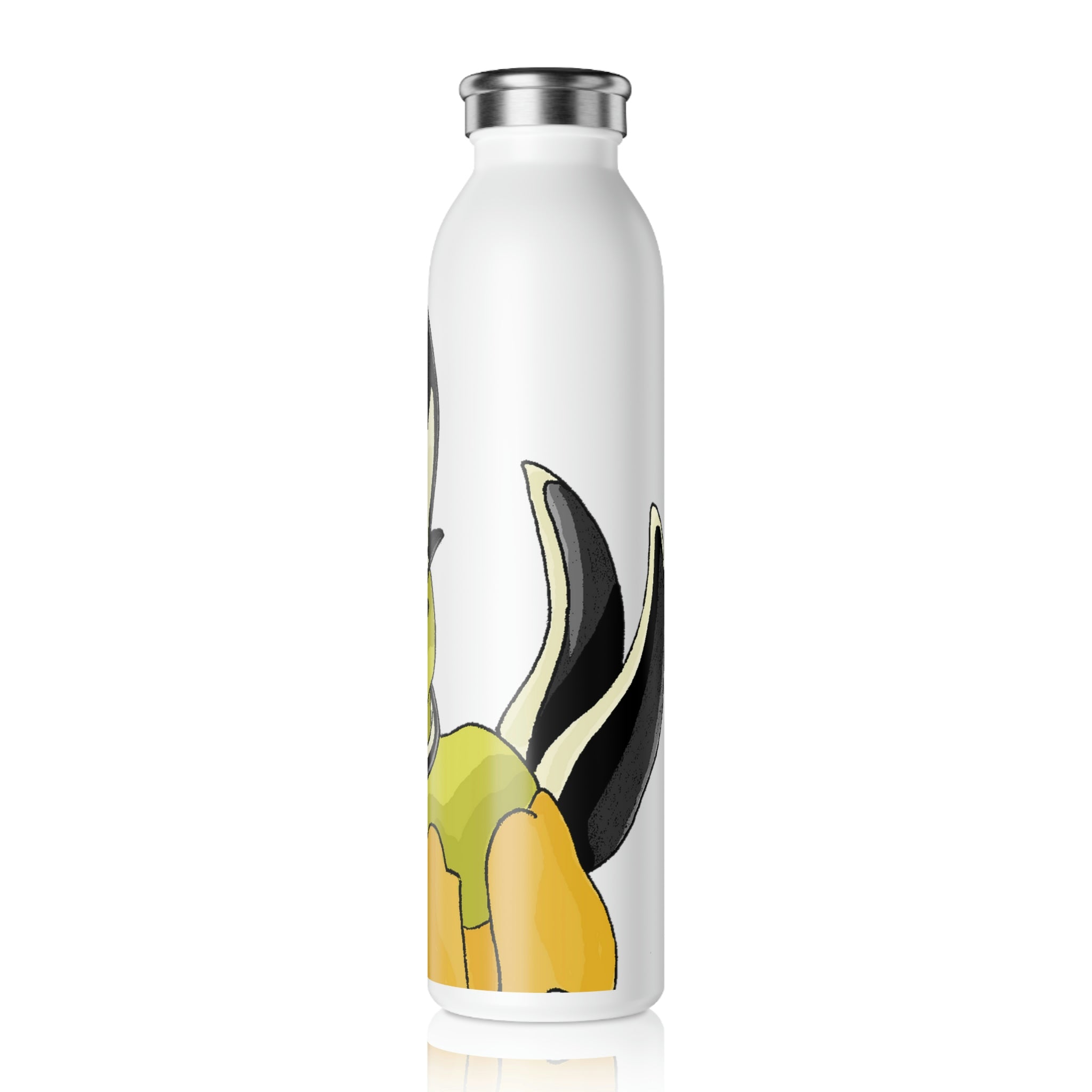 Spore Slim Water Bottle in matte finish with silver cap, showcasing customizable design options.