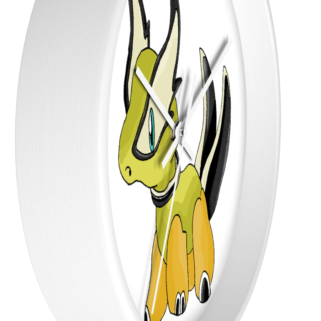 Stylish Spore Wall Clock with wooden frame and plexiglass face, perfect for indoor decor.