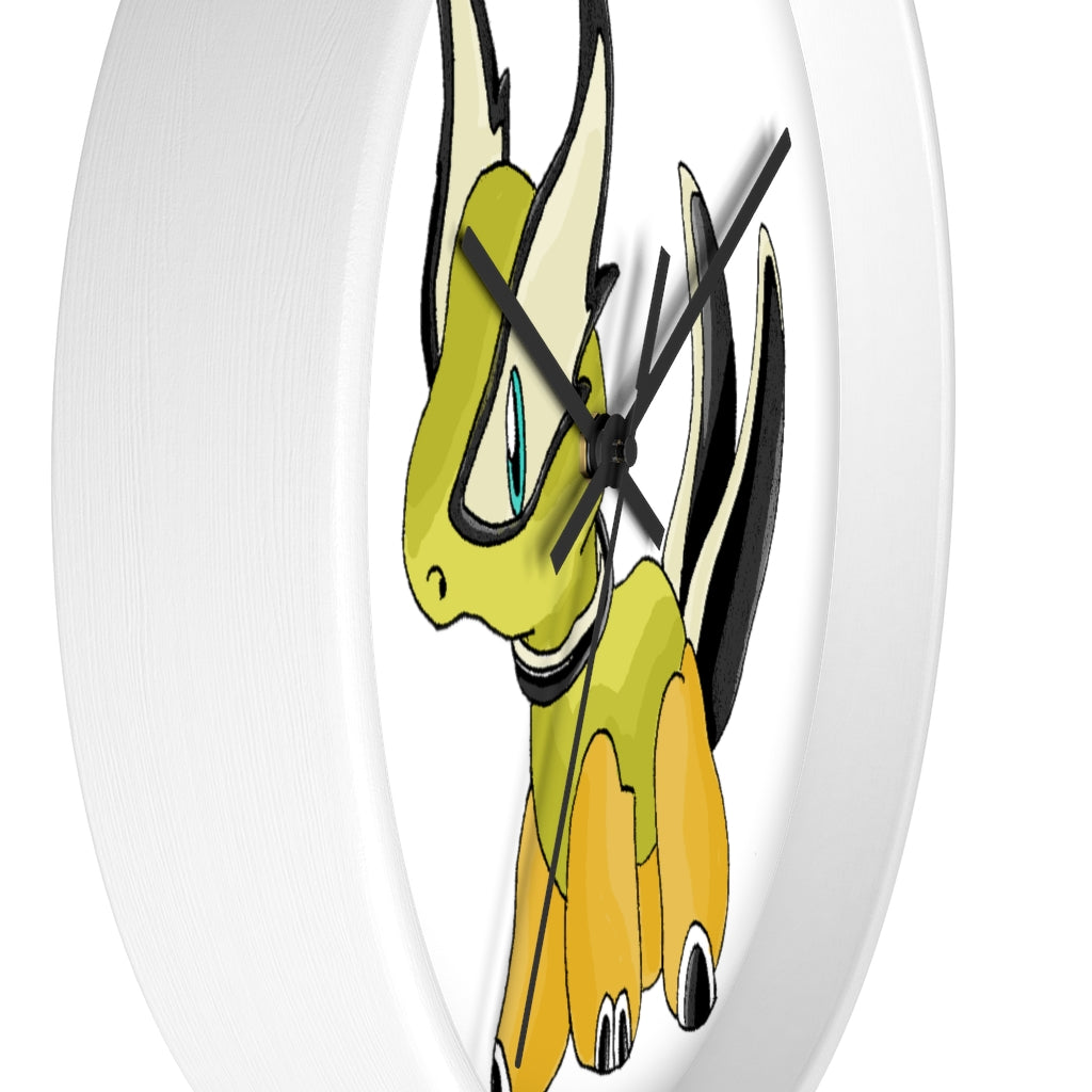 Stylish Spore Wall Clock with wooden frame and plexiglass face, perfect for indoor decor.