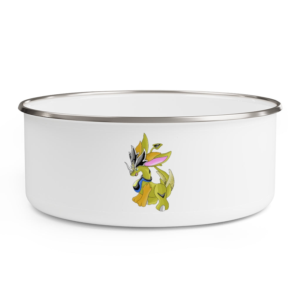 Sporecheila Enamel Bowl featuring a stylish design, translucent lid, and anti-slip backing, available in three sizes.