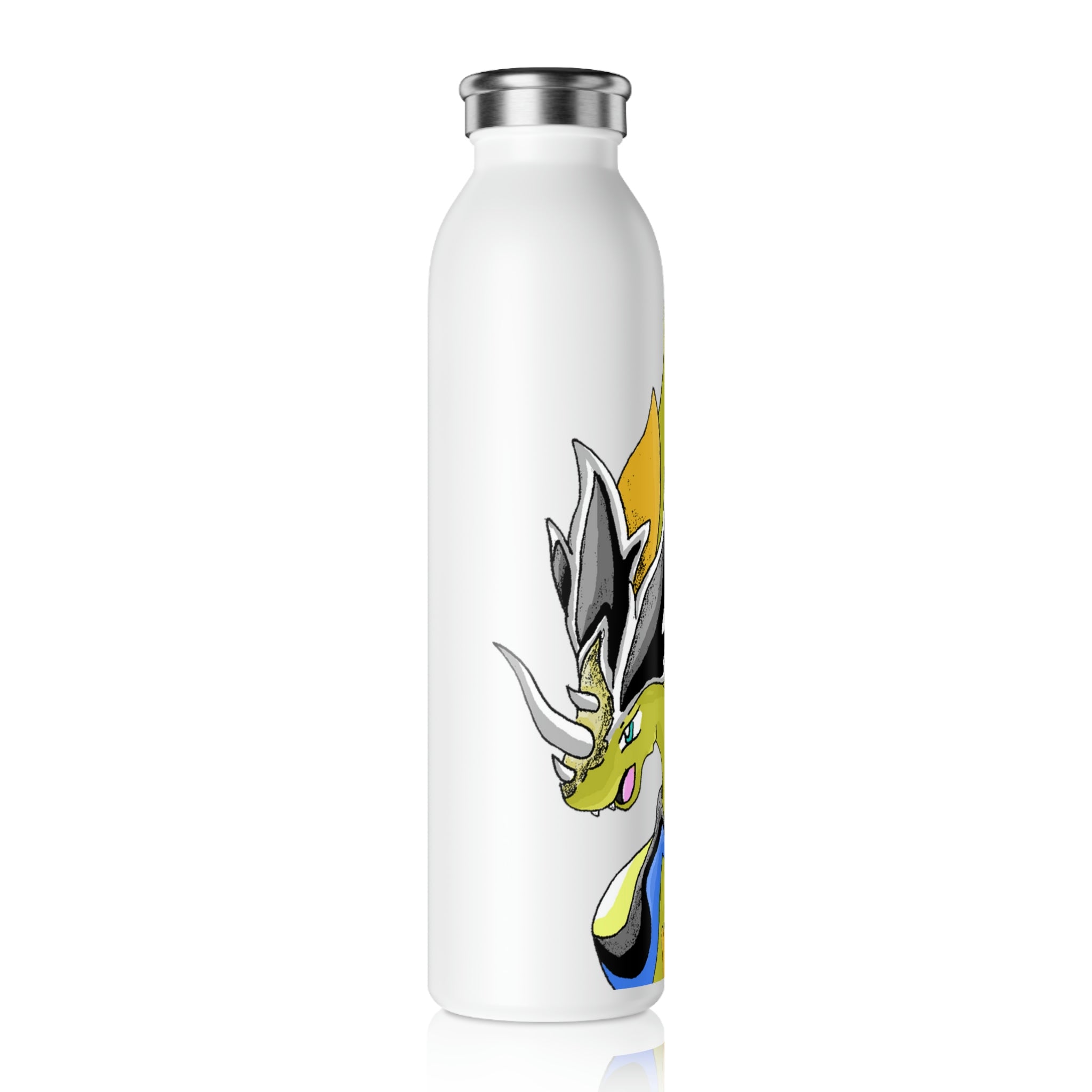 Sporecheila Slim Water Bottle in matte finish with a stylish lid, showcasing customizable designs.