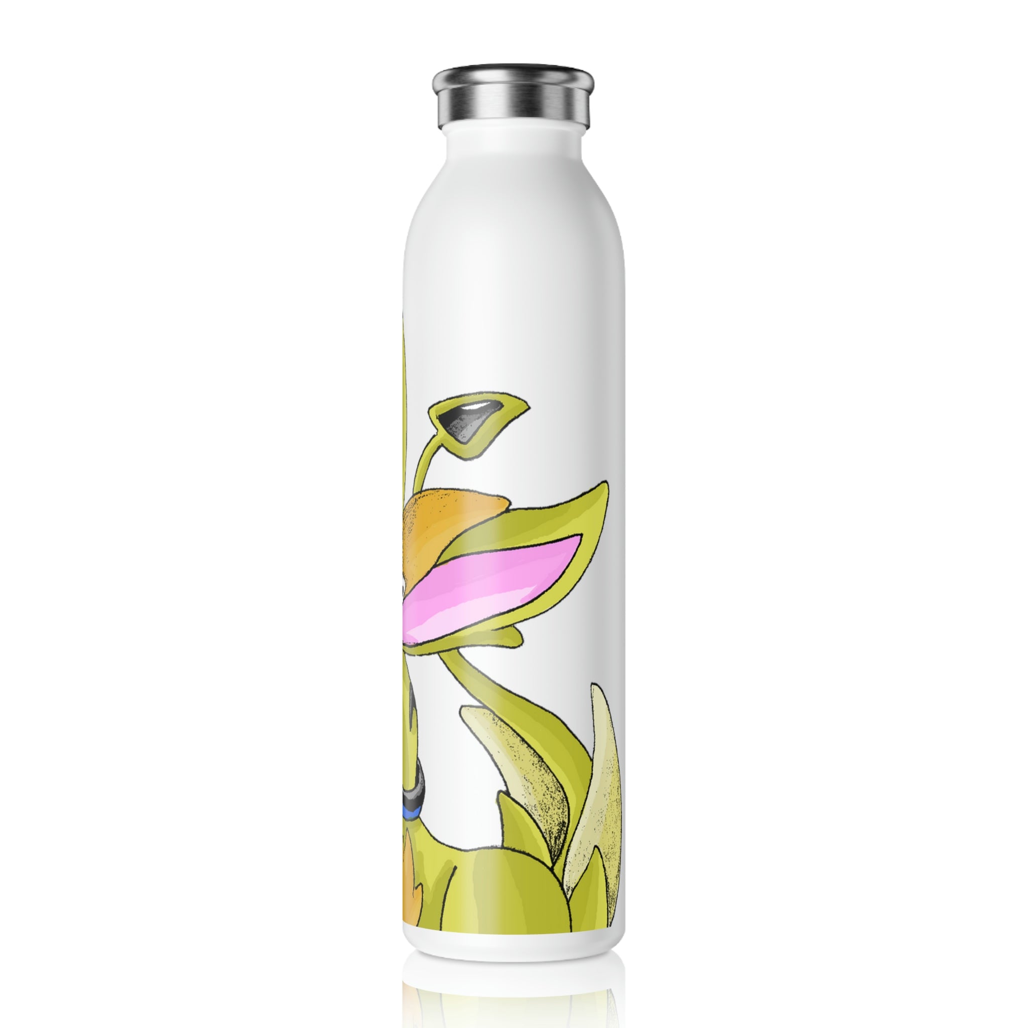 Sporecheila Slim Water Bottle in matte finish with a stylish lid, showcasing customizable designs.