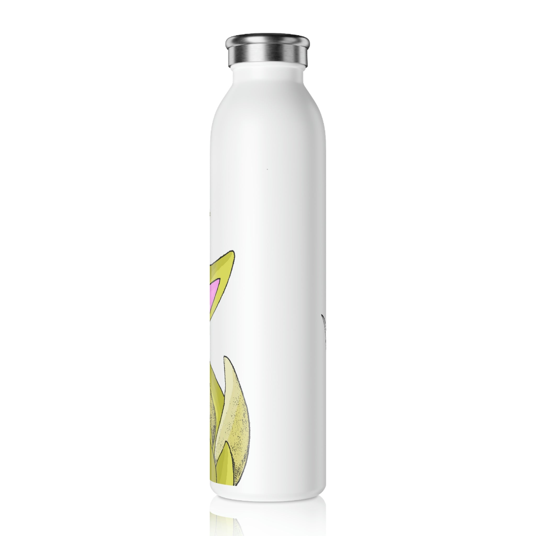 Sporecheila Slim Water Bottle in matte finish with a stylish lid, showcasing customizable designs.