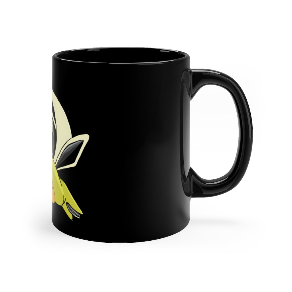 Sporela Black Mug 11oz featuring a sleek black ceramic design with rounded corners and a C-handle.