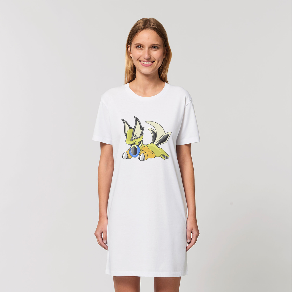 Sporela Organic T-Shirt Dress made from 100% organic cotton, featuring a soft-hand feel and stylish design.