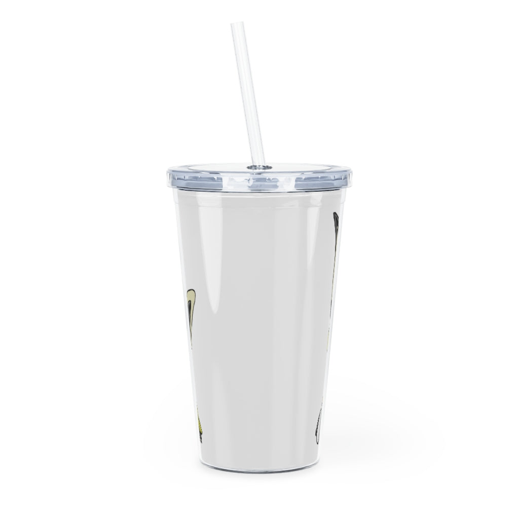 Sporela Plastic Tumbler with Straw featuring a customizable design and double wall insulation, perfect for drinks at events.