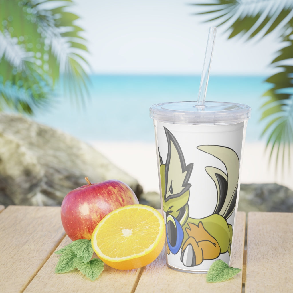 Sporela Plastic Tumbler with Straw featuring a customizable design and double wall insulation, perfect for drinks at events.