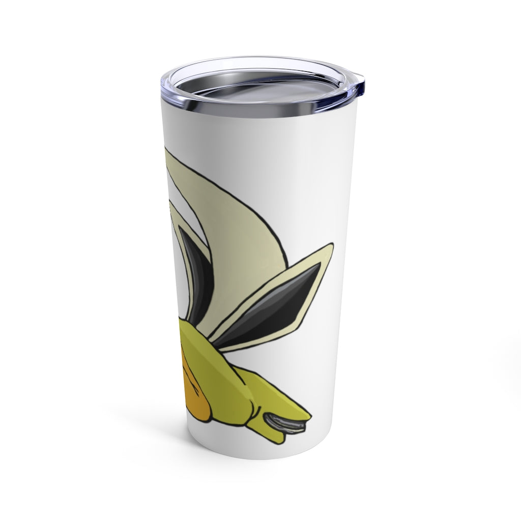 Sporela Tumbler 20oz in stainless steel with a see-thru plastic lid, showcasing its sleek design and rounded corners.