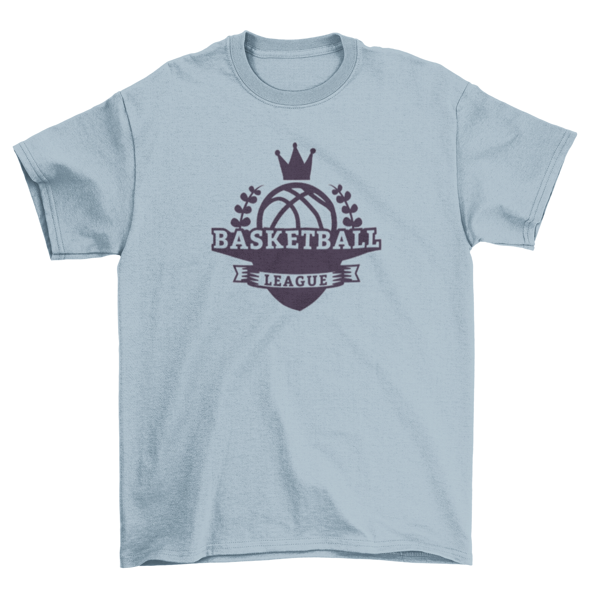 Stylish t-shirt featuring a basketball with a crown and leaves design, perfect for sports fans.