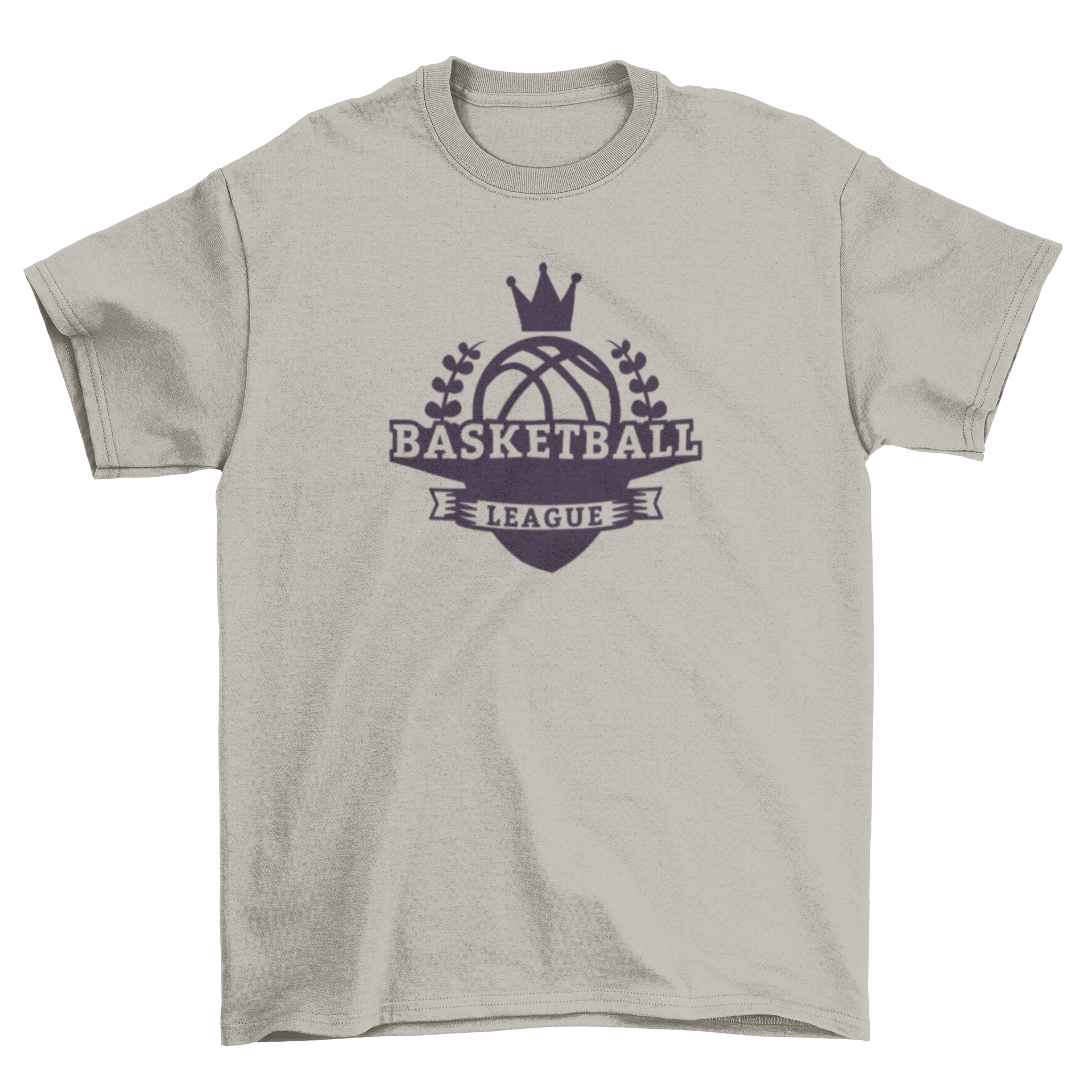 Stylish t-shirt featuring a basketball with a crown and leaves design, perfect for sports fans.