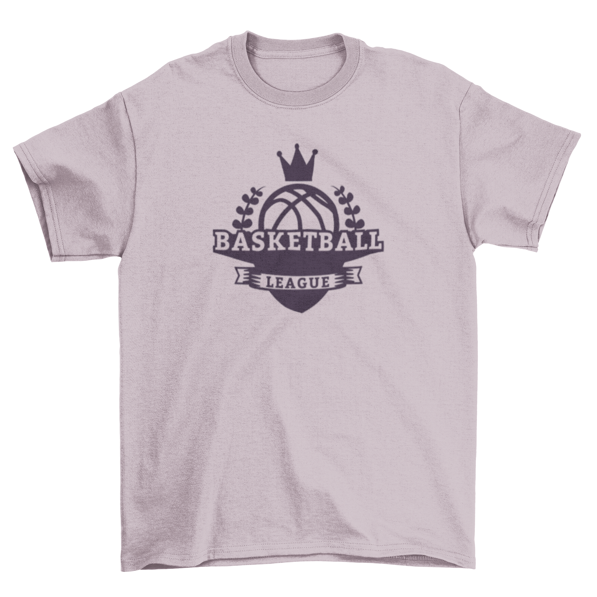 Stylish t-shirt featuring a basketball with a crown and leaves design, perfect for sports fans.