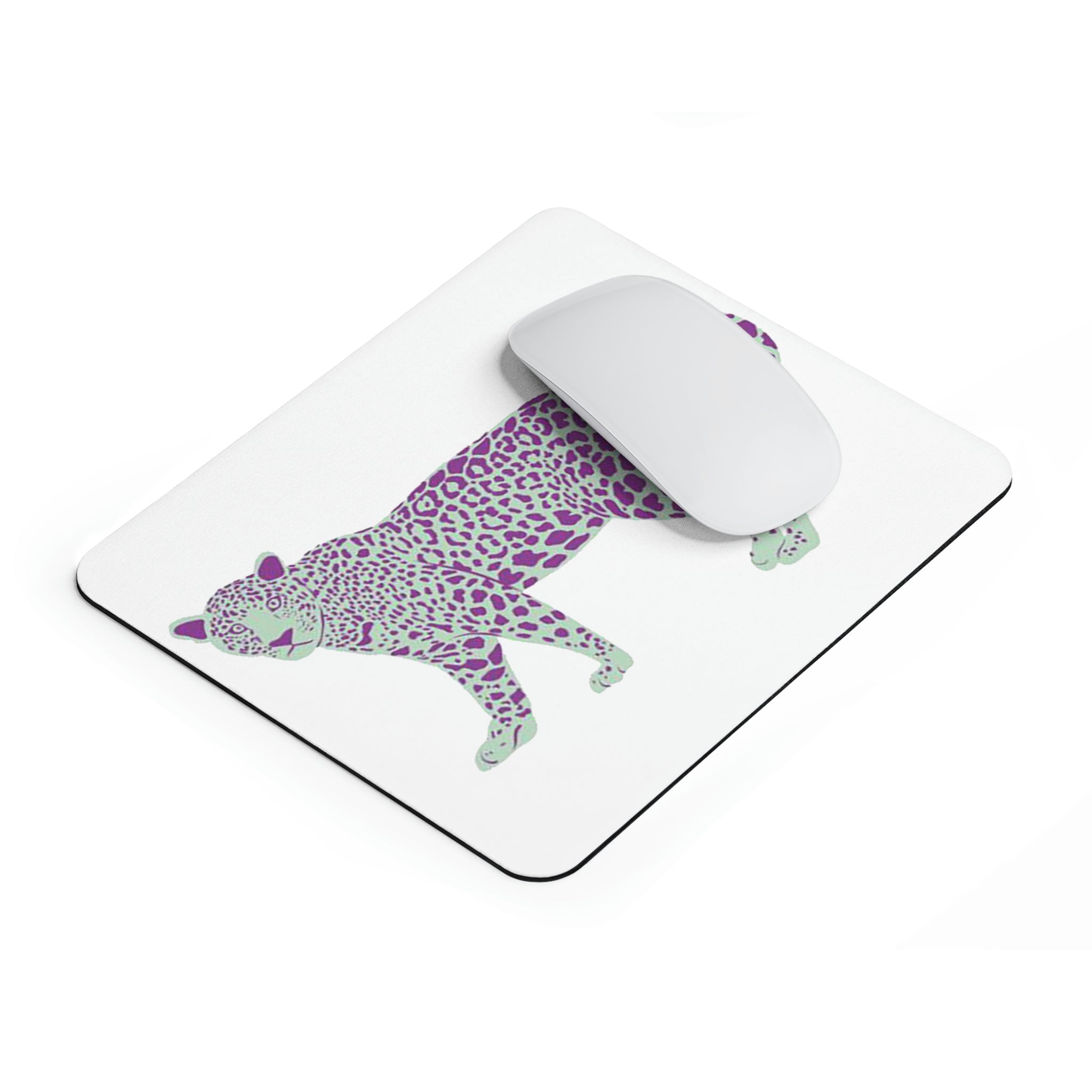 Spotted Leopard Mouse Pad featuring a unique leopard print design with a non-slip rubber base, perfect for enhancing any workspace.