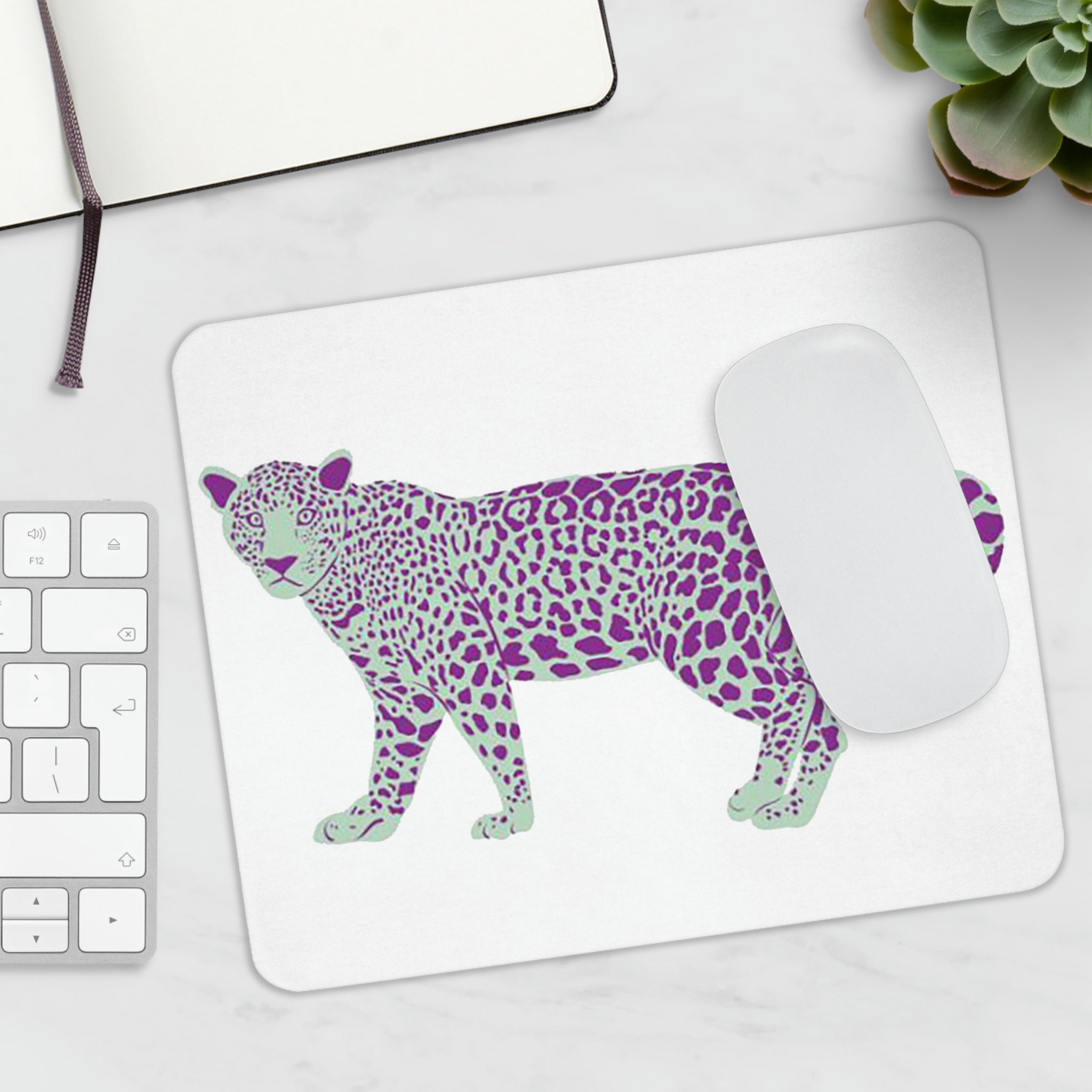 Spotted Leopard Mouse Pad featuring a unique leopard print design with a non-slip rubber base, perfect for enhancing any workspace.