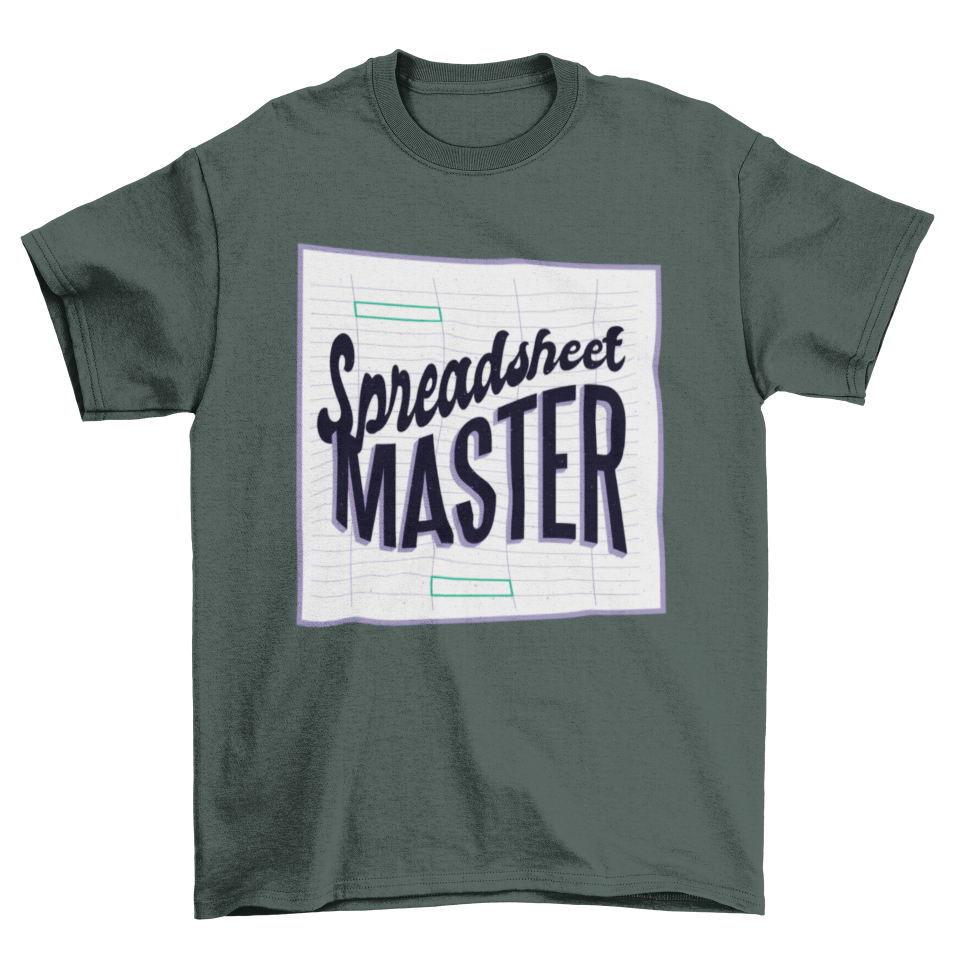 A stylish t-shirt featuring the quote 'Spreadsheet Master' in bold typography, perfect for data enthusiasts.