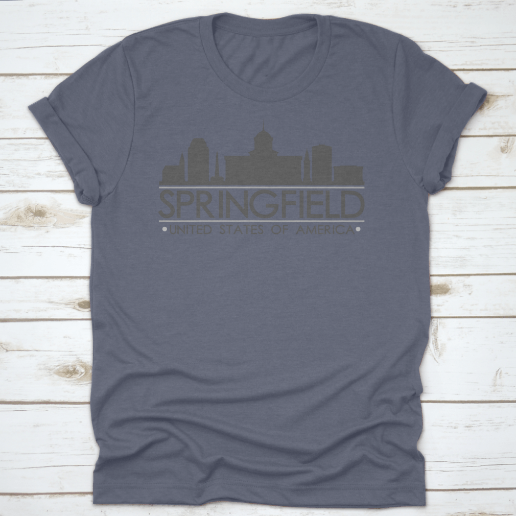 Springfield Skyline Silhouette Design featuring famous buildings in vector art style, showcasing urban landscape aesthetics.