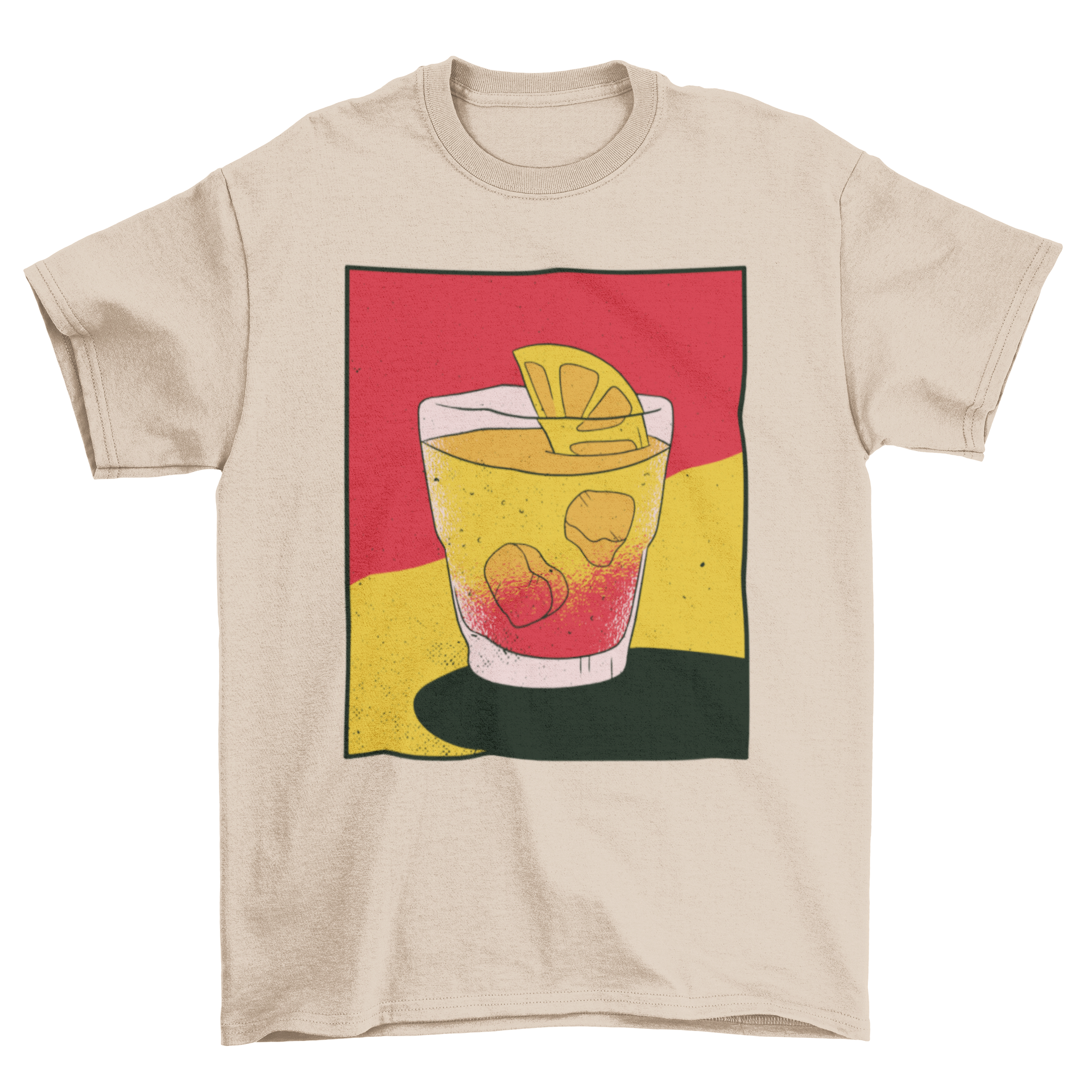 A stylish t-shirt featuring a colorful illustration of a Spritz drink, perfect for casual wear.