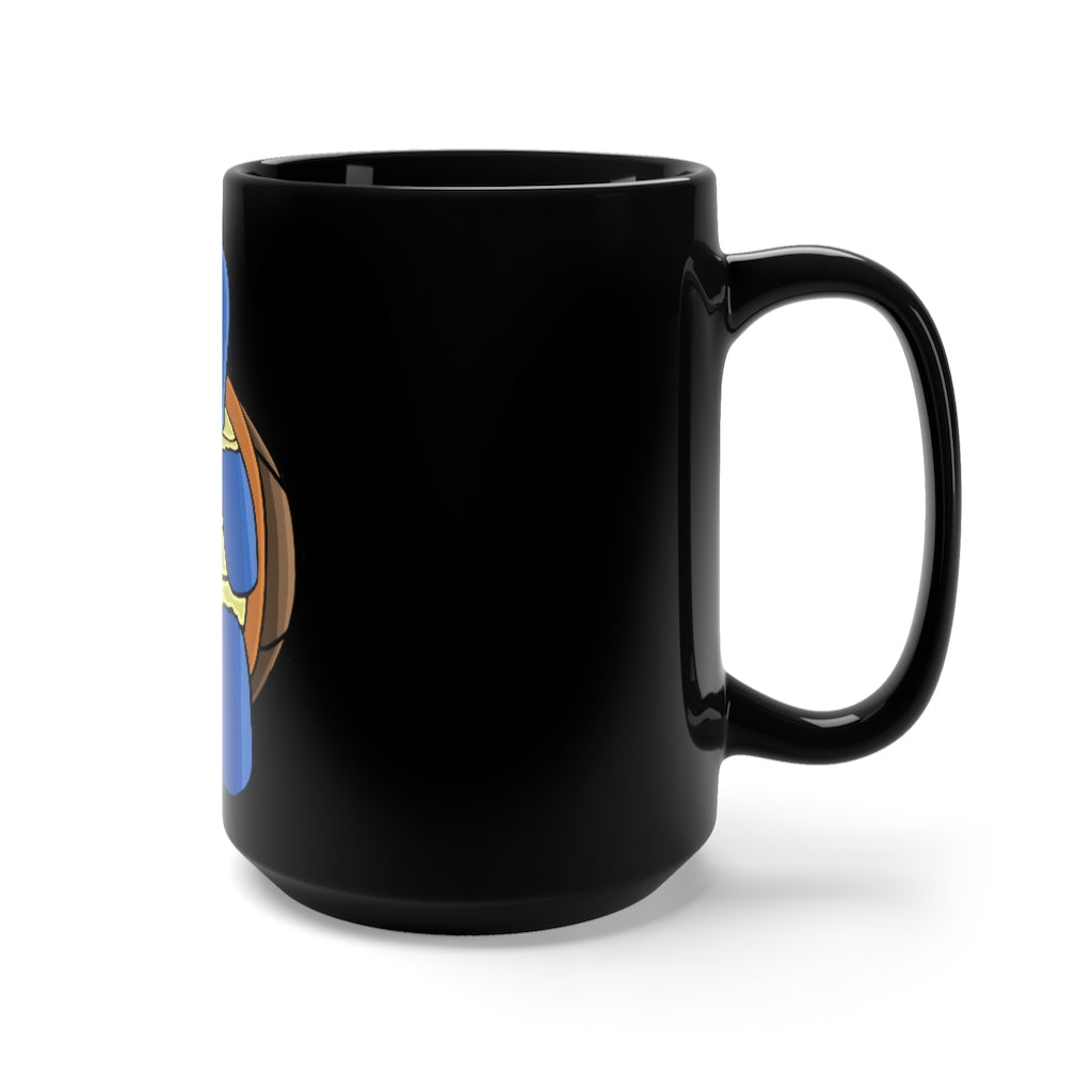 Squata Black Mug 15oz, a stylish black ceramic mug with a C-handle, perfect for coffee and tea lovers.