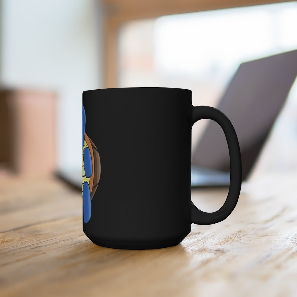 Squata Black Mug 15oz, a stylish black ceramic mug with a C-handle, perfect for coffee and tea lovers.