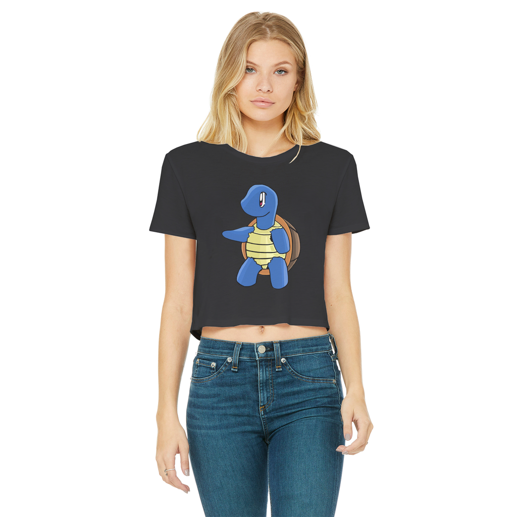 Squata Classic Women's Cropped Raw Edge T-Shirt featuring a round neck, short sleeves, and a raw edge hem in a stylish color.