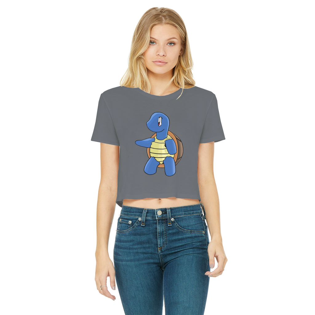 Squata Classic Women's Cropped Raw Edge T-Shirt featuring a round neck, short sleeves, and a raw edge hem in a stylish color.