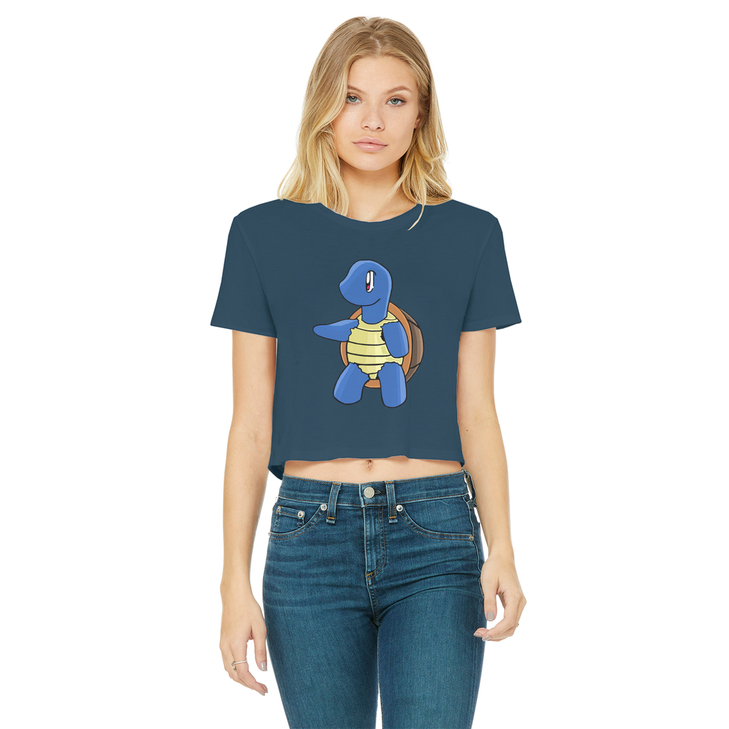 Squata Classic Women's Cropped Raw Edge T-Shirt featuring a round neck, short sleeves, and a raw edge hem in a stylish color.