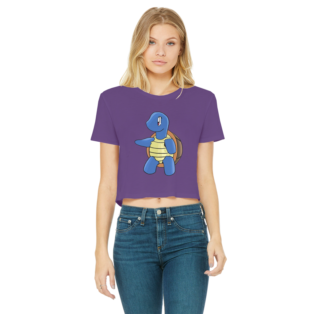 Squata Classic Women's Cropped Raw Edge T-Shirt featuring a round neck, short sleeves, and a raw edge hem in a stylish color.