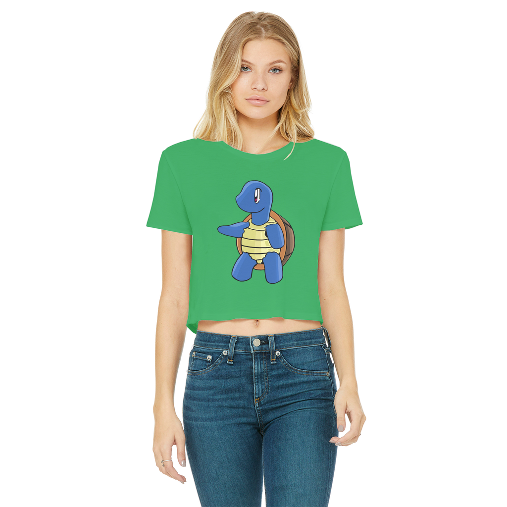 Squata Classic Women's Cropped Raw Edge T-Shirt featuring a round neck, short sleeves, and a raw edge hem in a stylish color.