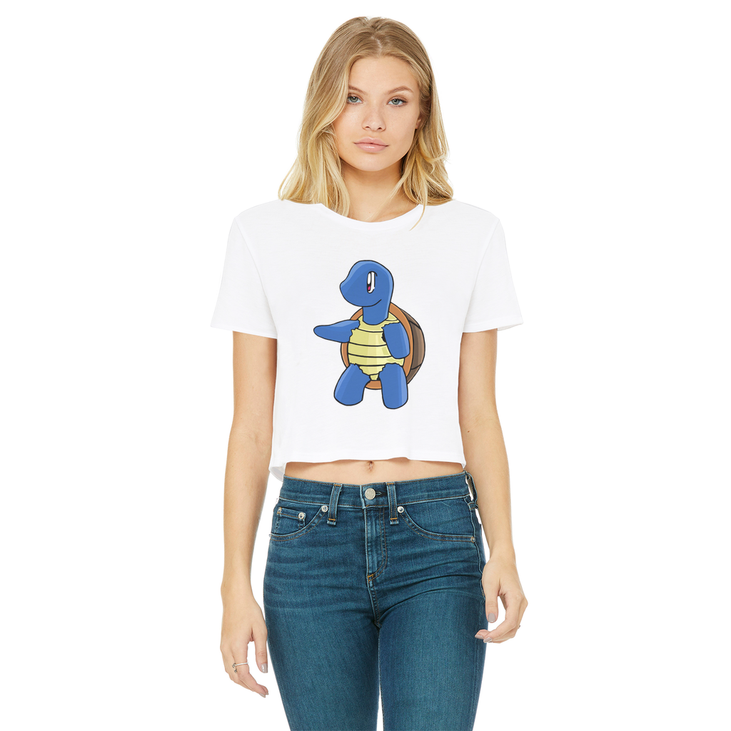 Squata Classic Women's Cropped Raw Edge T-Shirt featuring a round neck, short sleeves, and a raw edge hem in a stylish color.