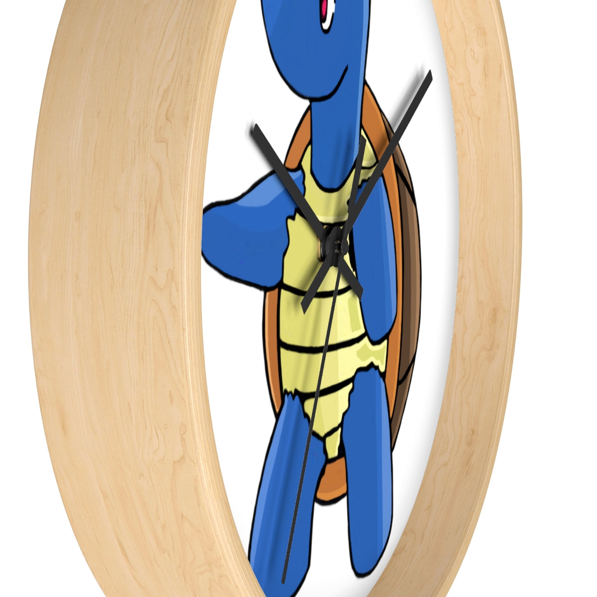 Squata Wall Clock featuring a wooden frame and plexiglass face, designed for indoor use with a silent mechanism.