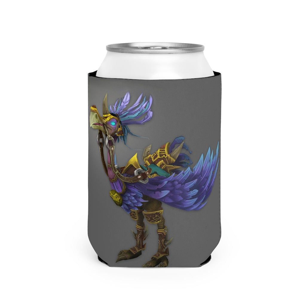 Squawkers the Ostrich Mount Can Cooler Sleeve in vibrant colors, designed to fit standard 12 oz cans, showcasing a fun and personalized design.