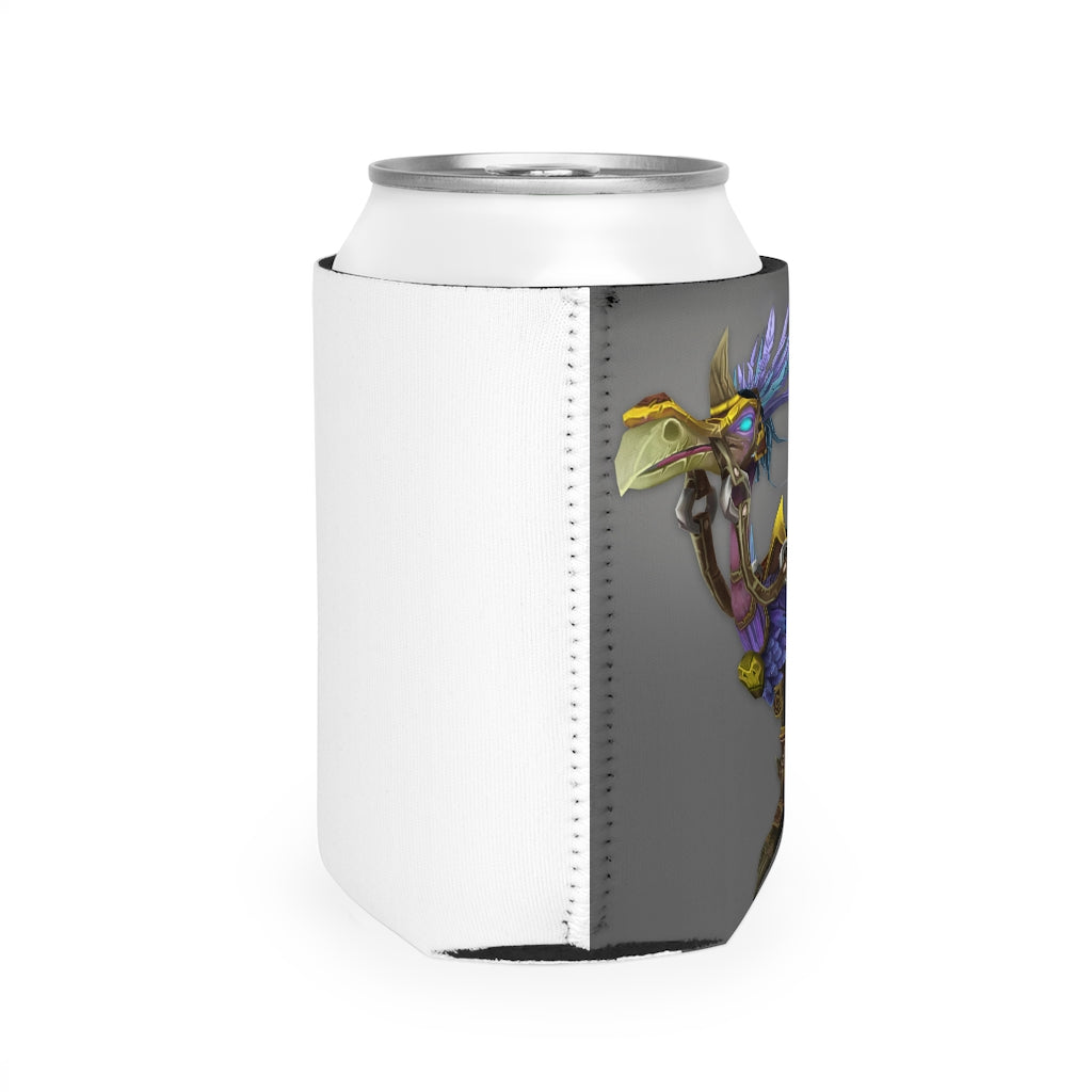 Squawkers the Ostrich Mount Can Cooler Sleeve in vibrant colors, designed to fit standard 12 oz cans, showcasing a fun and personalized design.