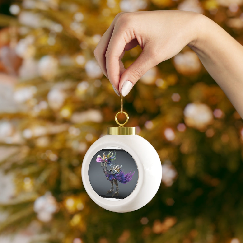 Squawkers the Ostrich Mount Christmas Ball Ornament with glossy finish and gold ribbon, featuring a vintage design.