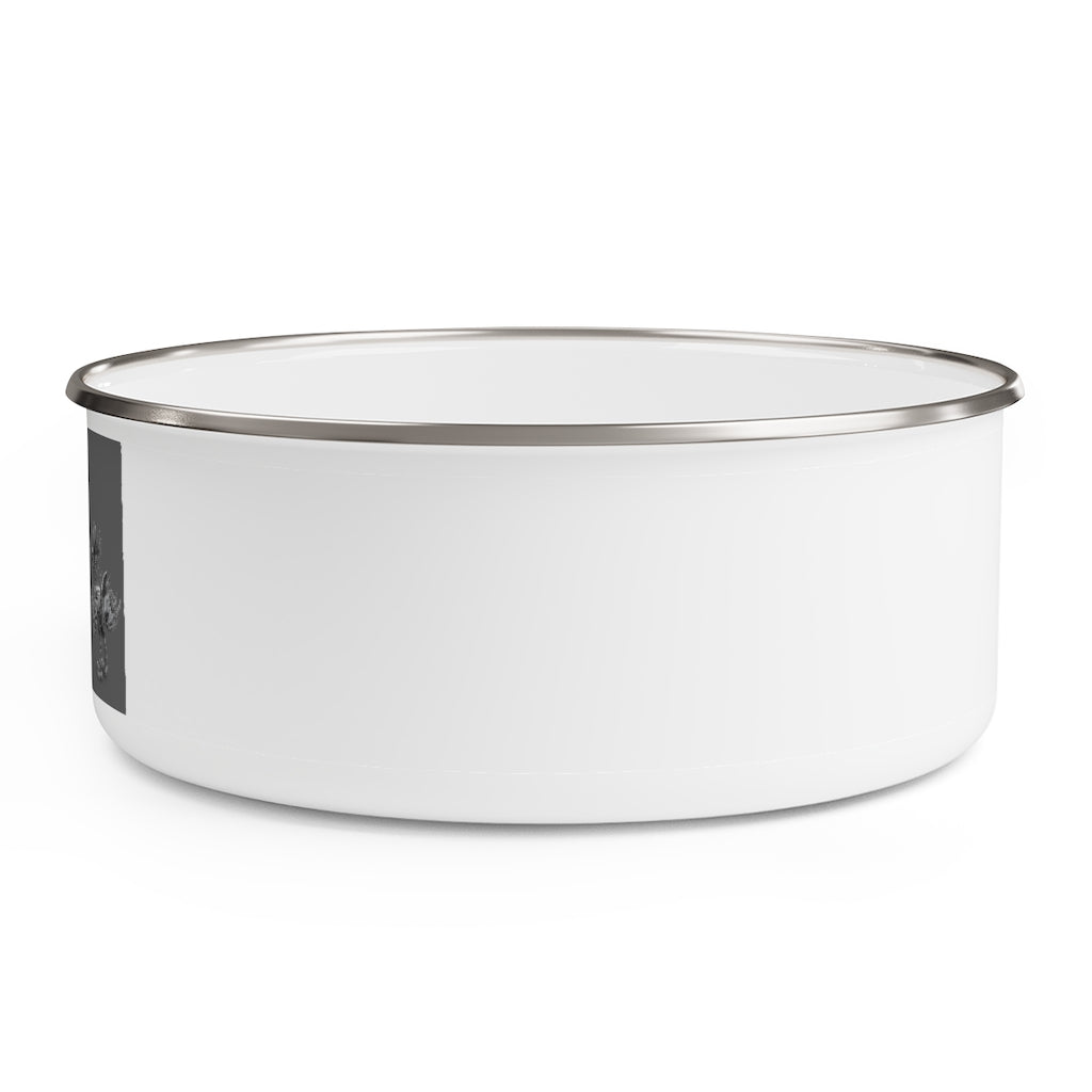 Squawkers the Ostrich Mount Enamel Bowl featuring a stylish design, translucent lid, and anti-slip backing, available in three sizes.