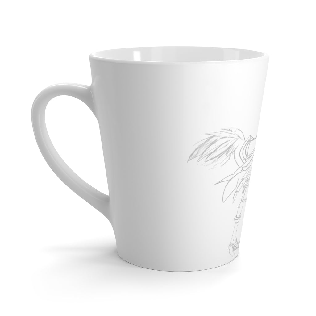 Squawkers the Ostrich Mount Latte Mug featuring a whimsical ostrich design on a durable white ceramic body.