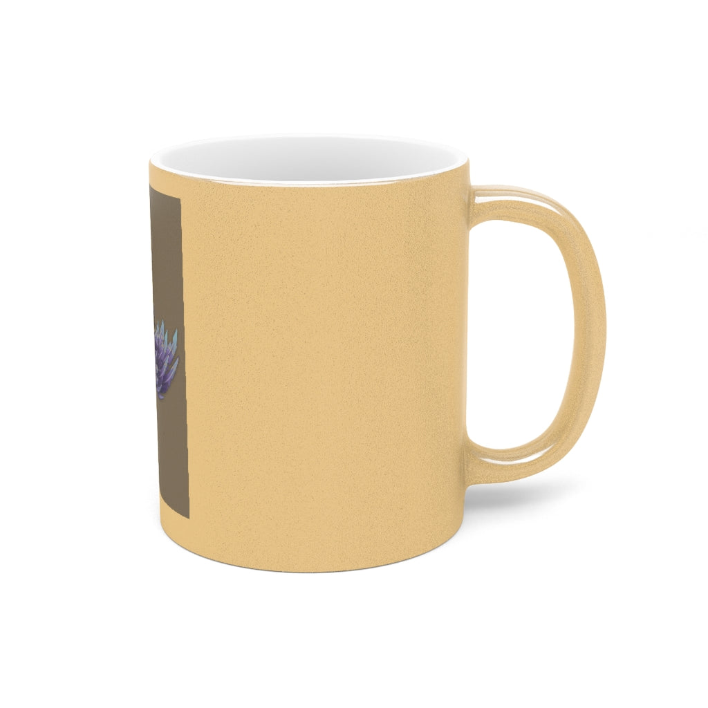 Squawkers the Ostrich Mount Metallic Mug in silver and gold finishes, showcasing a personalized design with a comfortable C-handle.