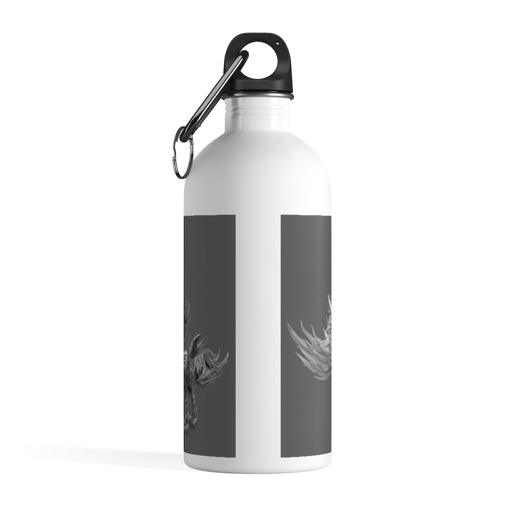 Squawkers the Ostrich Mount Stainless Steel Water Bottle with vibrant ostrich print and plastic screw top.