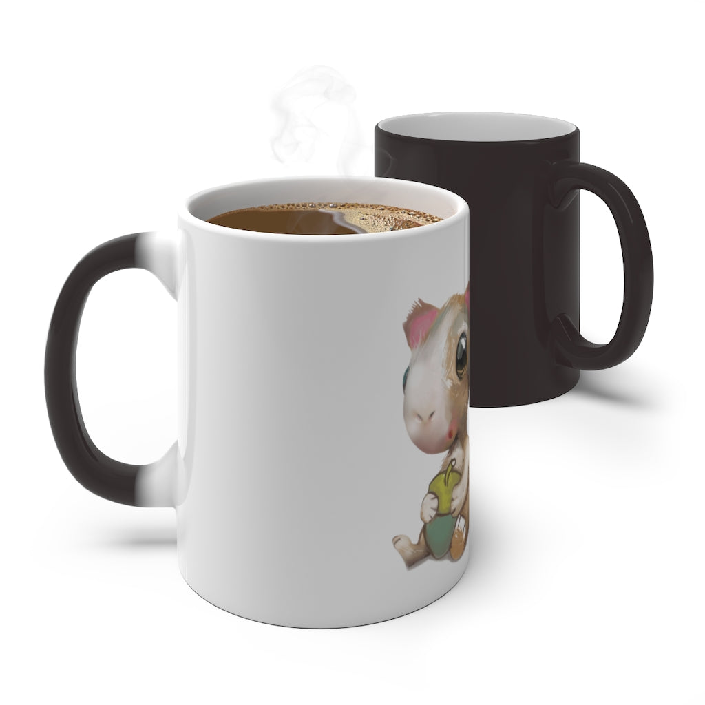 A whimsical Squirrel Color Changing Mug showcasing its unique color-changing feature, perfect for warm beverages.