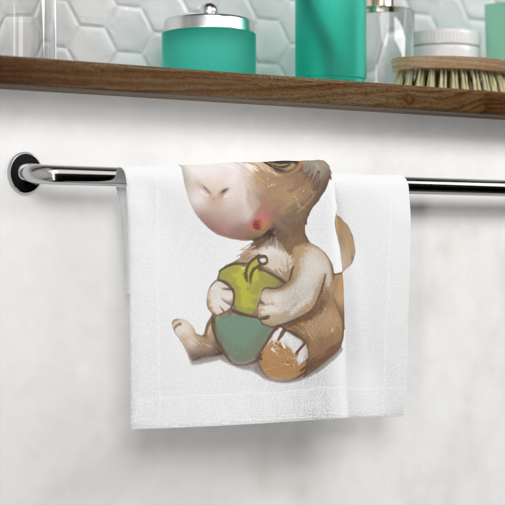 A colorful Squirrel Face Towel featuring a vibrant squirrel design on a soft polyester front and absorbent cotton back, perfect for bathroom use.