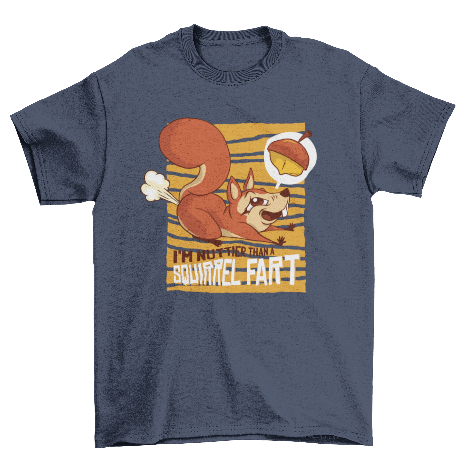 A humorous Squirrel Fart Funny T-shirt featuring a cute cartoon squirrel cracking wind, perfect for animal lovers.