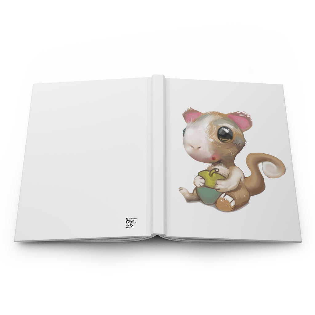 Squirrel Hardcover Journal with matte finish and customizable covers, featuring lined pages and a sturdy design.