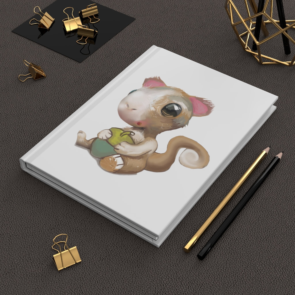 Squirrel Hardcover Journal with matte finish and customizable covers, featuring lined pages and a sturdy design.