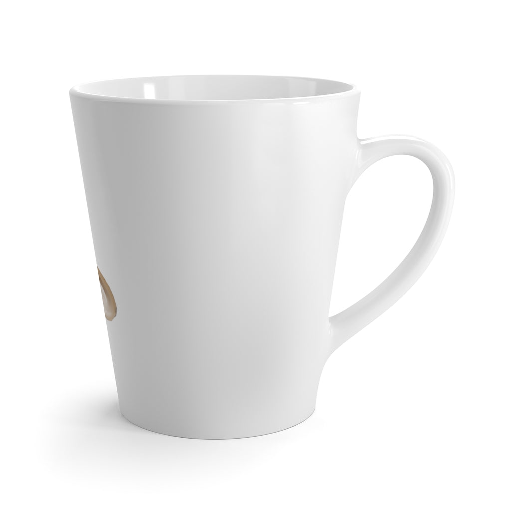 A charming white ceramic latte mug featuring a playful squirrel design, perfect for coffee lovers.