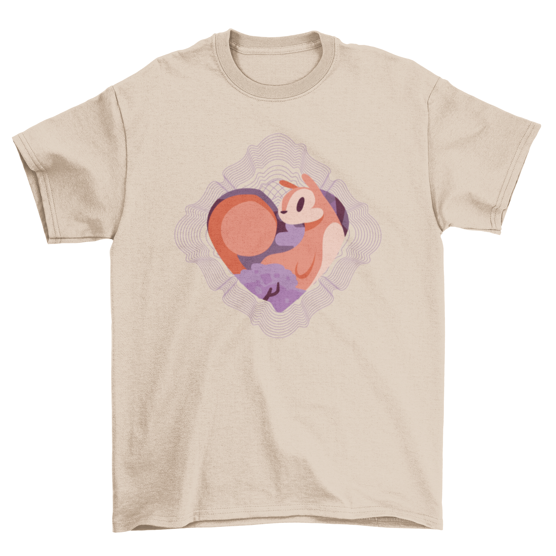 A stylish t-shirt featuring a colorful spirograph design of squirrels in love, perfect for animal lovers.