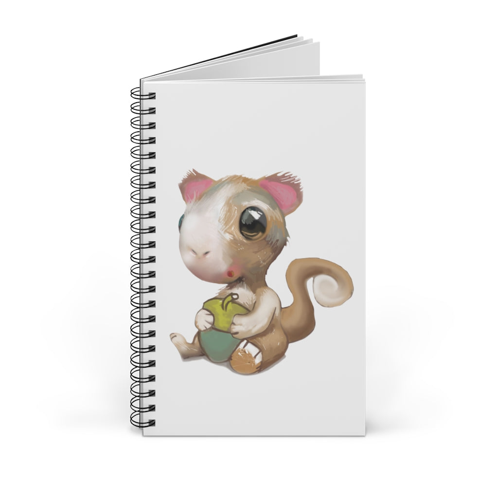 Squirrel Spiral Journal featuring a colorful front cover, showcasing various styles including blank, dot grid, lined, and task manager layouts.