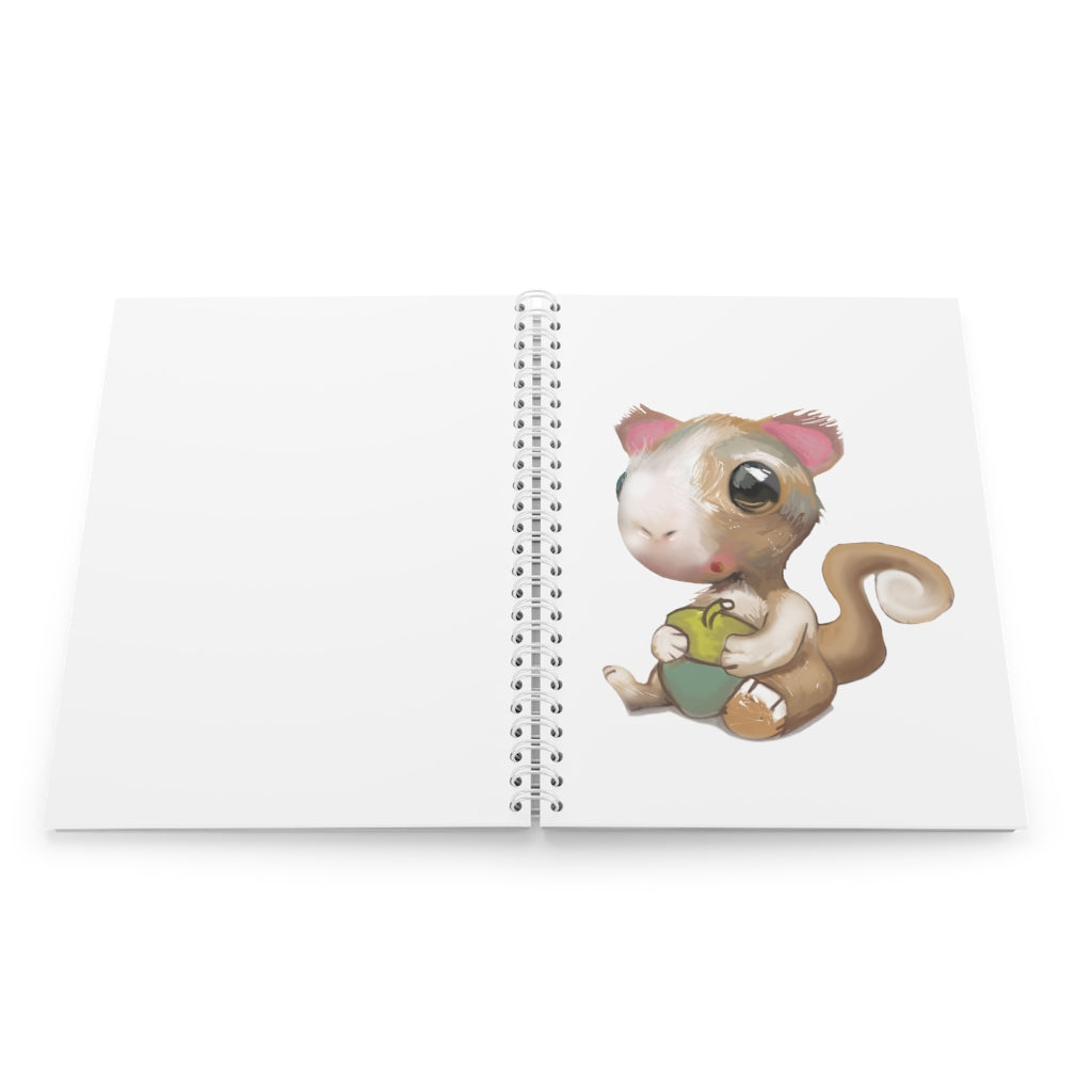 A stylish Squirrel Spiral Notebook with customizable covers, featuring a semi-gloss laminated finish and wide-ruled pages.